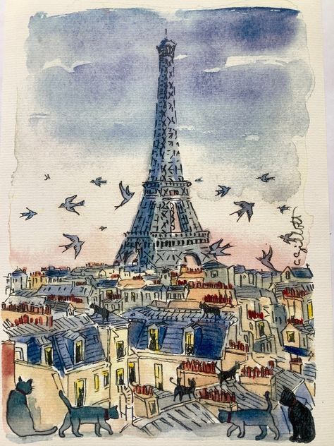 PARIS Letters:paris Eiffel Tower With Cats Single Letter | Etsy Paris Drawing, Art Parisien, Paris Rooftops, Paris Illustration, Paris Tour, Paris Wallpaper, K Wallpaper, Paris Art, Single Letter