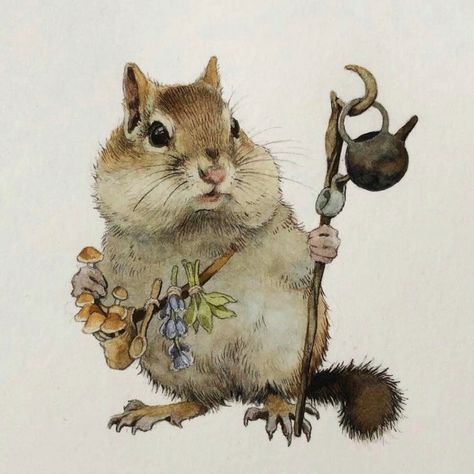 Wood Witch, Animal Illustration Art, Fairytale Art, Arte Animal, Chipmunks, Animal Illustration, Cute Illustration, Animal Drawings, Animal Art