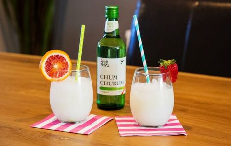 Soju Cocktails That You Need to Try Right Now | Proof Soju Cocktail Recipes, Soju Cocktails, Soju Recipes, Watermelon Soju, Strawberry Cocktail Recipe, Soju Drinks, Soju Cocktail, Popular Alcoholic Drinks, Korean Soju