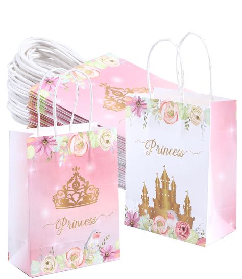 PRICES MAY VARY. 👑𝗦𝗘𝗥𝗩𝗘𝗦 16 𝗚𝗨𝗘𝗦𝗧𝗦: 16 PK princess paper gift bags. 👑𝗛𝗜𝗚𝗛 𝗤𝗨𝗔𝗟𝗜𝗧𝗬: 100% premium materials. All paper products are made of heavy-duty paper. 👑𝗖𝗟𝗔𝗦𝗦𝗬 𝗗𝗘𝗦𝗜𝗚𝗡𝗦: Original design by Winoo. These bags feature beautifully castle, crown, and floral. You will definitely surprise your guests with these chic and cute designs in any occasions and events. 👑𝗦𝗨𝗜𝗧𝗦 𝗔𝗟𝗟 𝗢𝗖𝗖𝗔𝗦𝗜𝗢𝗡𝗦: Suitable for party decorations, birthday parties, baby shower Princess Gift Bags, The Paper Bag Princess, Princess Birthday Party Favors, Princess Birthday Decorations, Paper Bag Princess, Baby Shower Princess Theme, Princess Birthday Party Decorations, Princess Theme Birthday, Princess Theme Birthday Party