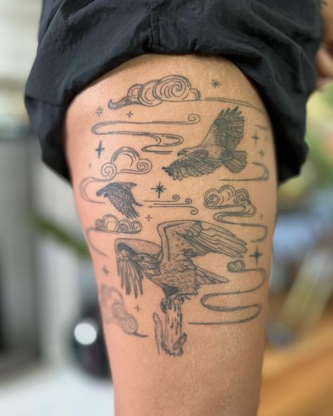 One month healed. This piece has a beautiful origin story that you should definitely ask @alsoknownas.lj about. #intuitivetattoo #birds #finelinetattoo #delicatetattoo #thighpiece #thightattoos #vancouvertattooartist #filipinotattooartist Never Ending Story Tattoo, Intuitive Tattoo, Change Tattoo, Story Tattoo, Never Ending Story, Filipino Tattoos, Thigh Piece, Ending Story, November Month