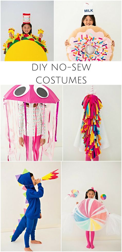 Playful DIY No-Sew Halloween Costumes for Kids. Cute Halloween costume ideas for kids that are easy to make and also fun for pretend play! Cute Halloween Costume Ideas, Cotton Candy Costume, Halloween Costume Ideas For Kids, Sew Halloween, Costume Ideas For Kids, Candy Costume, Sew Halloween Costume, Meme Costume, Cute Halloween Costume