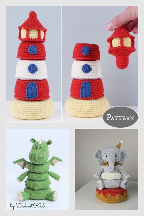 7 Stacking Toy Crochet Patterns Crochet Stackable Toys Free Pattern, Toy Crochet Patterns Free, Crochet Stacking Toy Pattern Free, Stacking Toy Crochet, Crochet Puzzle, Crochet Lovies, Toy Crochet Patterns, Crochet Game, Crochet Toys Free Patterns