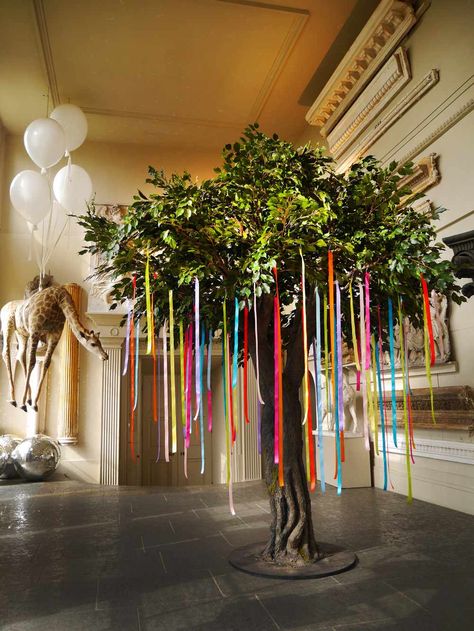 Tree Props, Trestle Tables, Offbeat Wedding, Ribbon Tree, Indoor Tree, Sequin Backdrop, Event Props, Prop Hire, Quirky Wedding