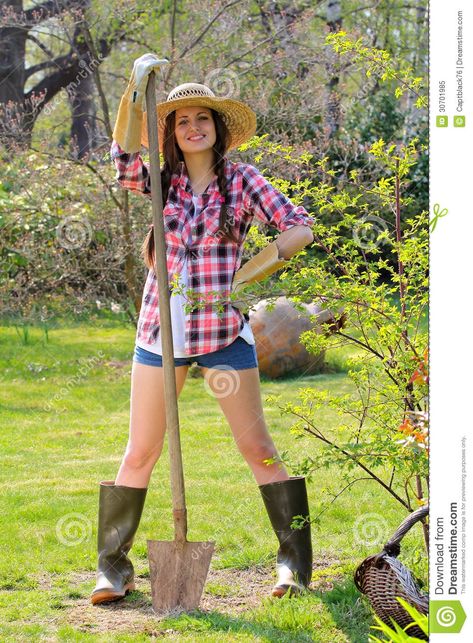 Shovel Pose Ref, Farm Poses, Country Poses, Lisa Photo, Reference Pose, Portfolio Project, Smiling Girl, Farmer Girl, Standing Pose