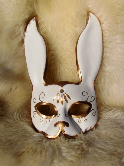 White Rabbit Masquerade Mask, Rabbit Mask, Kitsune Mask, Bunny Mask, Mask Art, Venetian Masks, White Mask, Leather Mask, Cool Masks