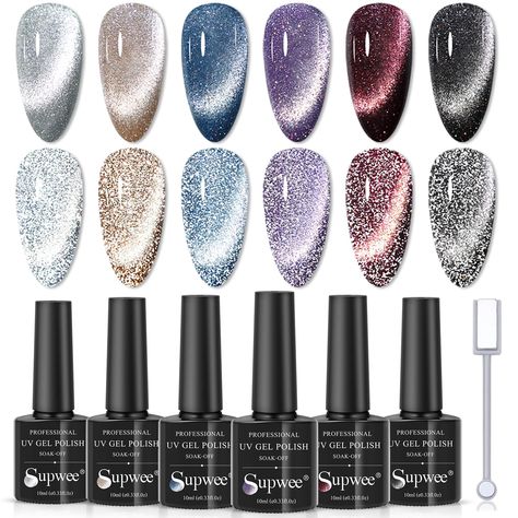 Nails Jewels, Glitter Cat Eye, Disco Nails, Magnetic Nail Polish, Nail Polish Gel, Cat Eye Gel Polish, Nail Art Set, Cat Eye Gel, Gel Nail Polish Set