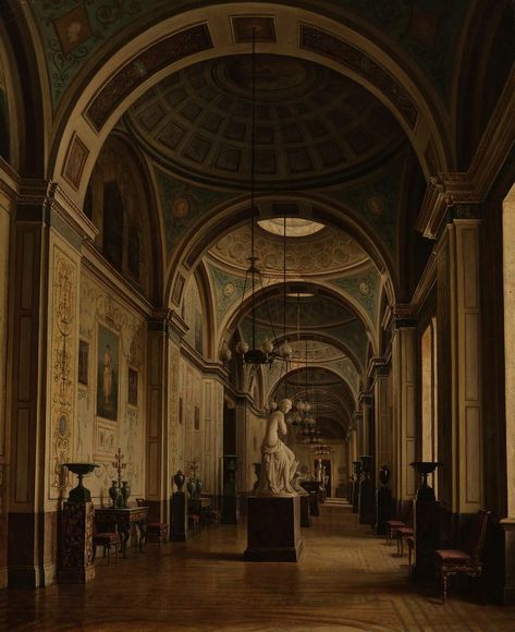 Dark Academia, Ceiling, Statue, Paintings, Building