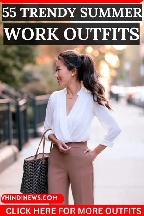 Top 55 Summer Office Outfits Ideas to Beat the Heat in Style (Summer Outfits 2024) 205 Summer Office Attire, Outfits For Short Women, Summer Professional, Trendy Block Heels, Summer Office Outfits, Summer Outfits 2024, Womens Outfits, Summer Office, Business Formal Dress