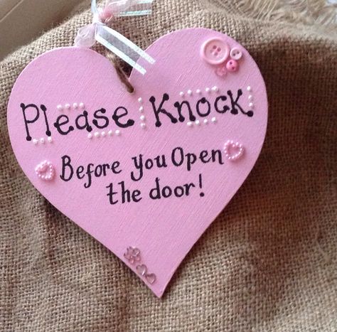 Please knock before you open the door pink heart girls bedroom sign Knock Sign Bedroom, Door Signs Diy Bedroom, Please Knock Sign Aesthetic, Knock The Door Sign, Cute Door Signs Bedroom, Bedroom Door Sign Ideas, Bedroom Door Ideas Decorations, Room Signs Bedroom Door, Signs For Bedroom Door