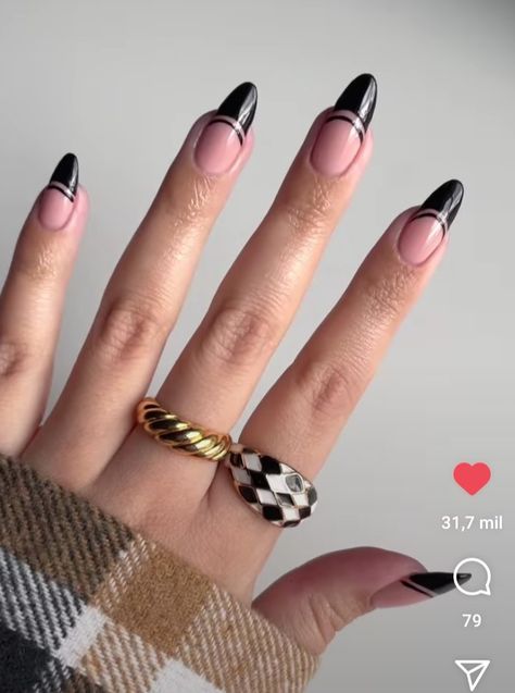 Dark French Nails, Dark French Tip Nails, Basic Manicure, Black French Tip Nails, Black French Tip, Love Dark, Gel Nails Diy, Minimal Nails, Black French