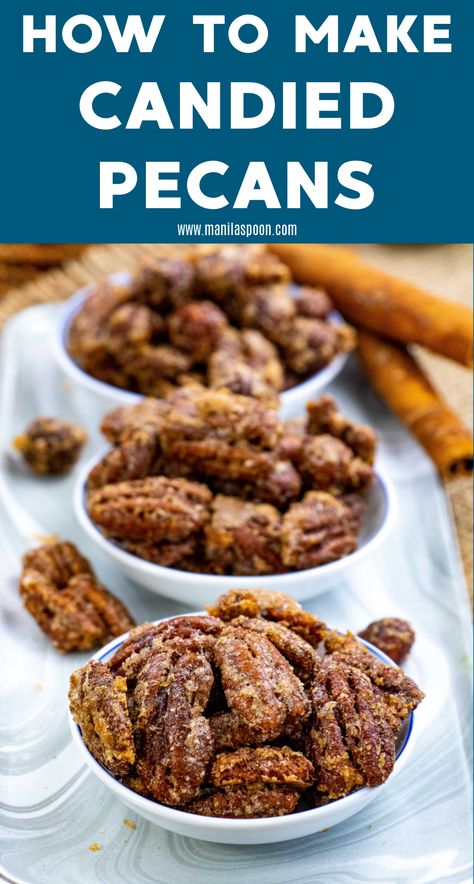 Spiced Candy Pecans, Spicy Candied Pecans Recipe, Pecan Snacks, Mouthwatering Desserts, Best Thanksgiving Recipes, Spiced Pecans, Pecan Nuts, Nut Recipes, Pecan Recipes