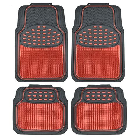 BDK Real Heavy Duty Metallic Rubber Mats for Car SUV and Truck Red Black  All Weather Protection Trimmable >>> Read more reviews of the product by visiting the link on the image.Note:It is affiliate link to Amazon. Plastic Floor Mat, Rubber Mats, Suv Trucks, Rubber Floor Mats, Car Suv, Rubber Mat, Rubber Flooring, Amazon Products, Car Interior Decor