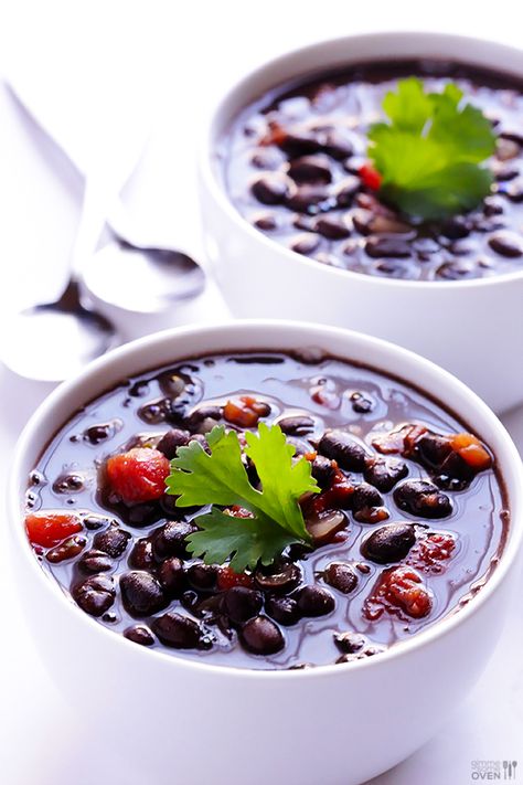 This 5 Ingredient Black Bean Soup Recipe is full of amazing flavor, and ready to go in just 20 minutes! gimmesomeoven.com Black Bean Soup Recipe, Bean Soup Recipe, Gimme Some Oven, Bean Soup Recipes, Black Bean Soup, Think Food, 5 Ingredient, Bean Soup, Delicious Soup