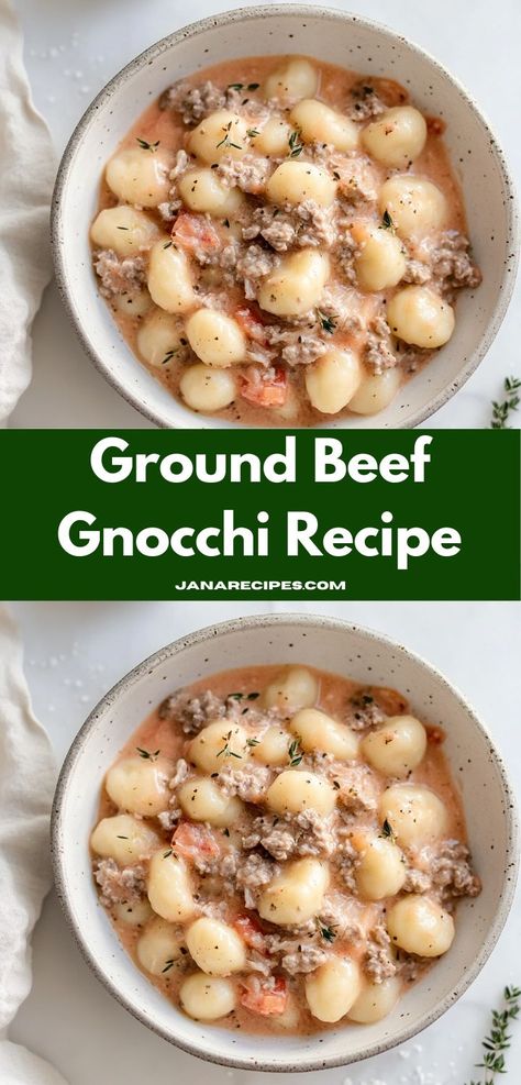 Craving comfort food? This easy Ground Beef Gnocchi Recipe is a satisfying dish that takes minimal time to prepare. It's an ideal choice for quick beef dinners that everyone will enjoy around the table. Ground Beef Gnocchi, Beef Gnocchi, Quick Beef Recipes, Gnocchi Recipes Easy, Ground Recipes, How To Cook Gnocchi, Gnocchi Recipe, Easy Ground Beef, Beef And Potatoes