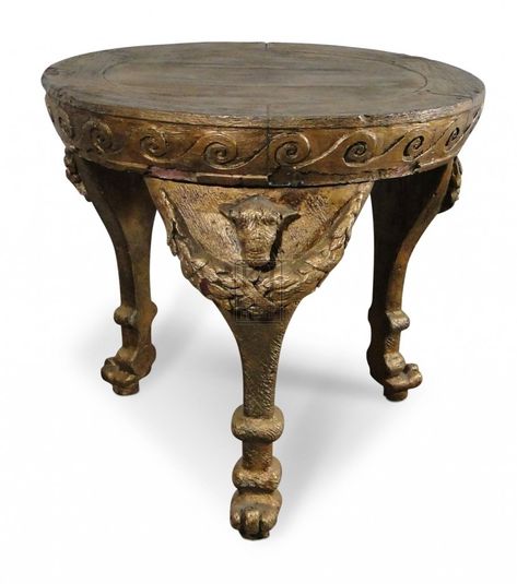 Greek Egyptian And Roman Prop Hire » Gold Painted Table - Keeley Hire Ancient Greek Furniture, Greek Furniture, Roman Furniture, Team 8, Prop Hire, Gouache Art, Painted Table, Film Tv, Animal Heads