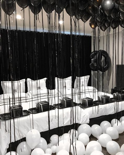 Black And White Slumber Party, 30th Birthday Decorations, 30th Bday, Dirty 30, Birthday Party Planning, 30th Birthday Parties, Slumber Party, Slumber Parties