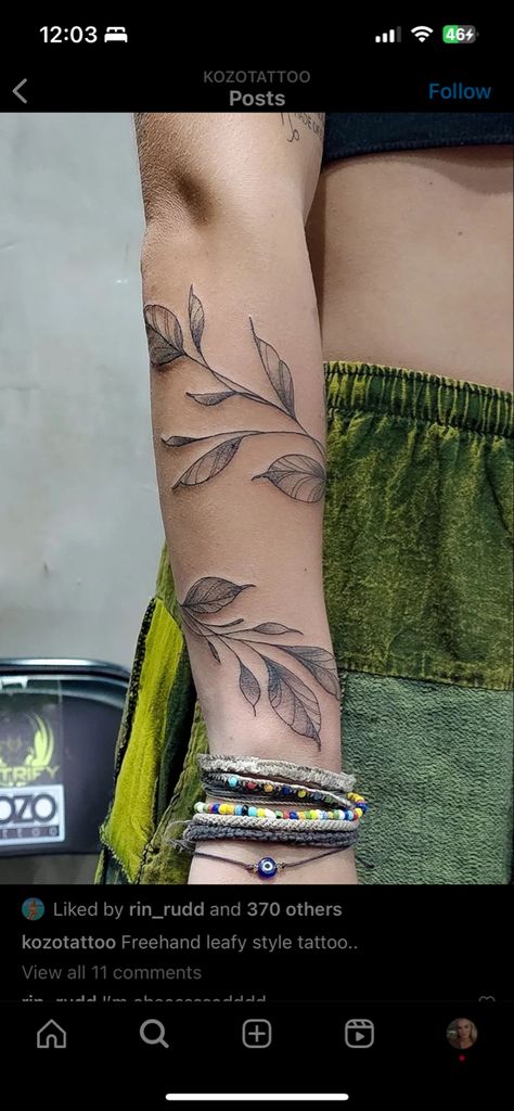 Leaf Wrap Tattoo, Wrap Tattoo, Forearm Tattoo, Travel Tattoo, Leaf Tattoos, New Tattoos, Tattoos