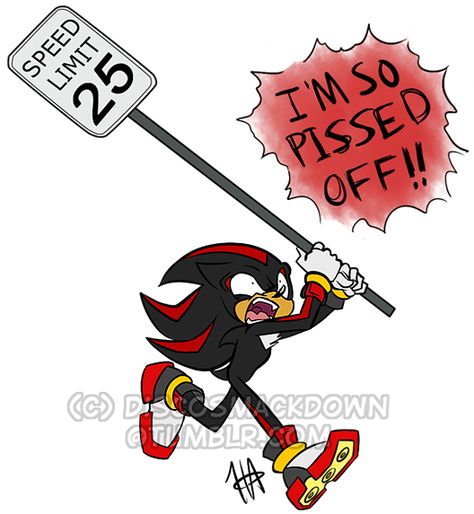 Cop: Uh sir you were 'Running' at 300 MPH  Shadow: so Cop: do you see that sign -*points at Sign with  speed limit*- Shadow: You expected me to 'Run' and 25 mph  Cop: it's the law and if we see you doing that again your going to jail, again,  Shadow: .... Shadow The Hedgehog Funny, Shadow Funny, Funny Sonic, New Guy, Sonic Heroes, Sonic Funny, Sonic Fan Characters, Sonic Franchise, Blue Hedgehog