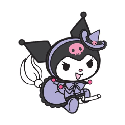 Sanrio Icons Kuromi, Sanrio Icons, Witch On Broom, Cartoon Character, Witch