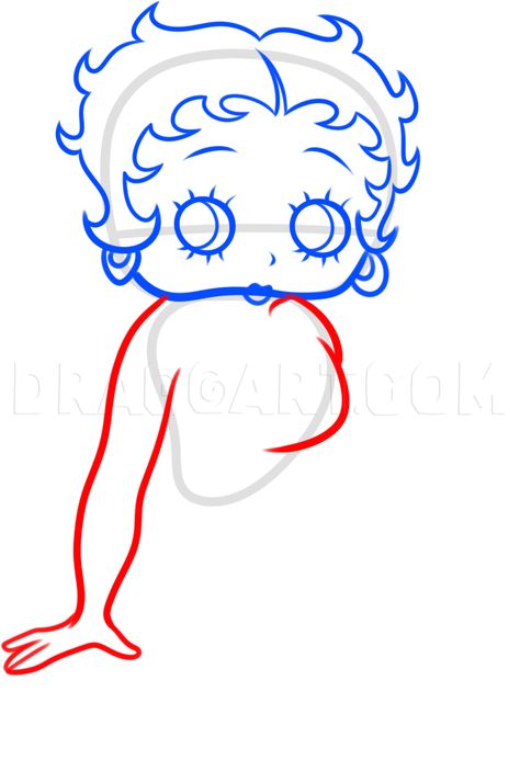 How To Draw Goth Betty Boop, Step by Step, Drawing Guide, by Dawn | dragoart.com How To Draw Betty Boop Step By Step, Draw Betty Boop, Drawing Tuts, Box Drawing, Draw Easy, Easy Doodles, Doodles Drawings, Drawing Guide, Angel Print