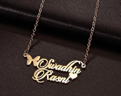 Women custom double name necklace Double Name Necklace, Double Name, May 27, Name Necklace, Custom Jewelry, Pendant, Gold, On Instagram, Quick Saves