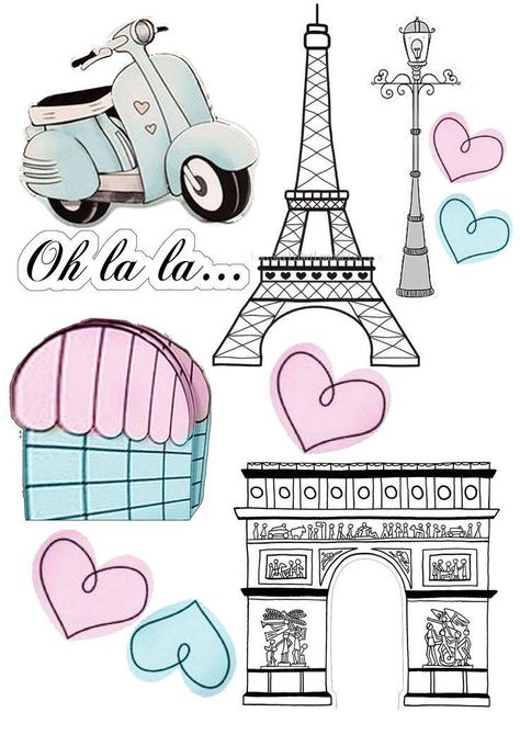 Paris Cake Topper Printable, Paris Cake Topper, Paris Stickers Printable, Paris Cake Ideas, Paris Theme Cake, Paris Cartoon, Paris Birthday Cake, Paris Birthday Cakes, Paris Birthday Party Ideas