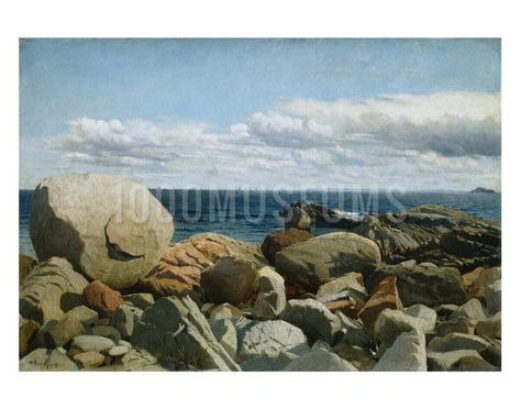 Coastal Rocks, Nahant: A Sketch - 1000Museums William Bradford, Creativity Takes Courage, Marine Artist, Ib Art, Book Prints, Cape Ann, Painting Portraits, Painting Media, American Painting