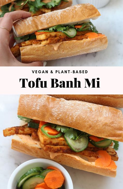 Tofu Banh Mi, Vietnamese Sandwich, Banh Mi Sandwich, Vegan Tofu, Vegan Sandwich, Pickled Vegetables, Banh Mi, Tofu Recipes, Vegan Lunch