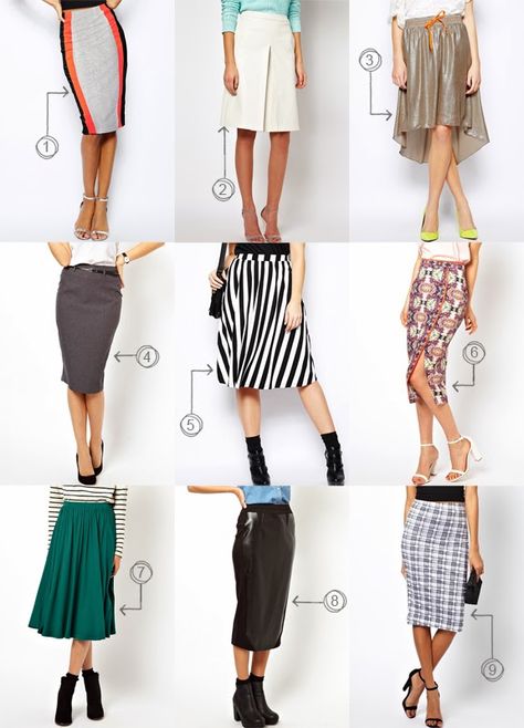 Asos Knee Length Skirts Under $40 Knee Skirt Outfits, Formal Skirts, Above Knee Skirt, Styling Skirts, Knee Length Skirts, Knee Skirt, Knee Skirts, Girls Outfits, Clothes Crafts