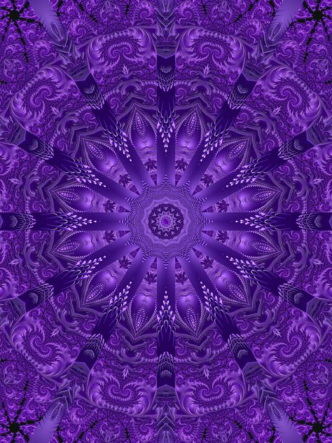 A vibrant purple and indigo mandala with highlights, and a satin like finish, fractal spirals with details that makes this piece more fully appreciated when seen enlarged. Purple Mandala Art, Purple Inspiration, Interesting Objects, Colorful Bubbles, Purple Mandala, Art Pins, Stylish Hoodies, Mandala Artwork, Art Sites