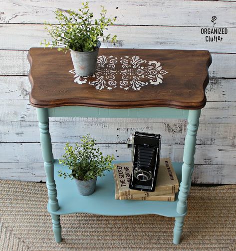 Redo End Tables, Old End Tables, Tiered Table, Furniture Transformation, Antique End Tables, Painted End Tables, Old Tables, Organized Clutter, End Table Makeover