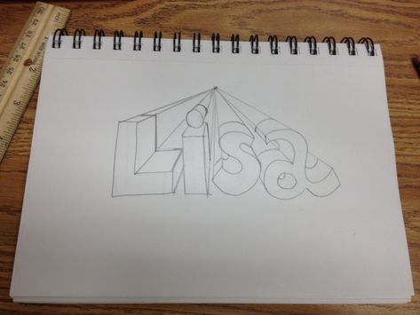 One-Point Perspective Name | Art with Ms. Long One Point Perspective, Drawing Block, Vanishing Point, Point Perspective, The Vanishing, Block Lettering, Name Art, Lowercase A, Lower Case Letters