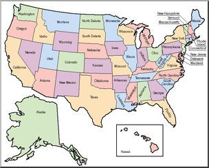 US Map Clip Art #28443 Algebra Help, Interest Survey, Us State Map, States And Capitals, Homeschool Geography, Canada Map, Maps For Kids, Spelling Lists, Spelling Activities