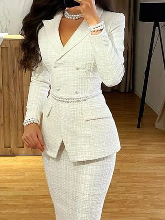 Ärmelloser Pullover, Cute Professional Outfits, Fitted Midi Skirt, Plain Jacket, Elegant Jacket, Types Of Coats, Elegantes Outfit, Professional Outfits, Workout Jacket