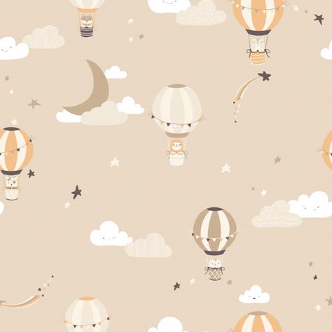 Nursery vector seamless pattern with vin... | Premium Vector #Freepik #vector #children #cloud #dog #cartoon Kids Wallpaper Texture, Wallpaper Texture Seamless, Nursery Patterns, Decorative Napkins, Kids Room Wallpaper, Simple Cartoon, Doodle Illustration, Kids Room Wall, Flower Graphic