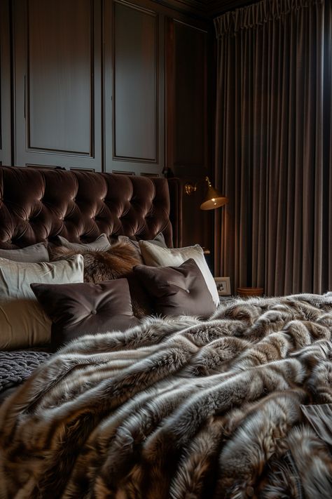 2024's Cozy Dark Bedroom: Top Color Palettes & Design Tips (Updated) - Quiet Minimal Hotel Bed Styling, Rustic Moody Bedroom, Dark Academia Rooms, Room Inspo Dark, Timeless Bedroom Decor, Dark Luxury Bedroom, Seaside Themed Bedroom, Moody Luxe, Mens Bedroom Ideas