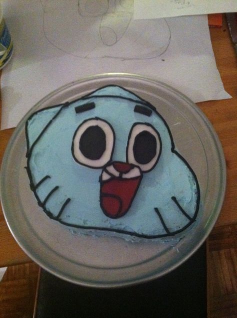 Gumball (as in, the Amazing World of) cake. Gumball Birthday Cake, Gumball Cake, Nanny Crafts, Blue Icing, Hd Photography, Bday Cake, World Of Gumball, The Amazing World Of Gumball, Bday Ideas