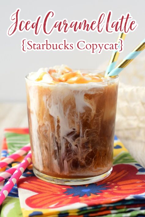 Iced Caramel Latte {Starbucks Copycat} – Make an iced caramel latte for a fraction of the price right at home! Made with a few simple ingredients just a few minutes! Iced Caramel Latte | Iced Caramel Coffee | Starbucks Copycat Recipe Caramel Latte Starbucks, Iced Caramel Latte Recipe, Caramel Coffee Drinks, Caramel Coffee Recipe, Caramel Latte Recipe, Caramel Iced Coffee Recipe, Iced Caramel Latte, Cold Brew Iced Coffee, Starbucks Caramel