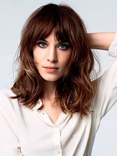 Long Wavy Bob Hairstyle with Bangs Hairstyles Fringe, Alexa Chung Hair, Long Bob With Bangs, Bob Hairstyles With Bangs, Beauty Hairstyles, Mid Length Hair, Long Bob, Alexa Chung, Hair Today