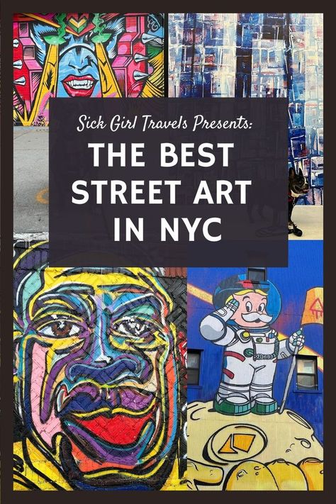 Where to find some of the best street art in NYC. From The Welling Court Mural Project, 100 Gates Project, First Street Green Art Park, Bowery Wall Mural, Big Pun Mural, Bushwick Collective, and Coney Art Walls in Coney Island, to The Audubon Project, this guide gives you the best spots to see New York graffiti, public art, and murals by some of the most famous street artists in the world. Nyc Murals, Sick Girl, Travel Presents, Nyc Street Art, Big Pun, Nyc Graffiti, Art Park, Nyc Tours, Art Walls