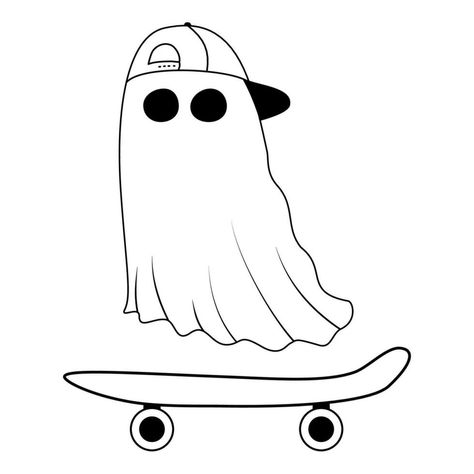 ghost cute wearing a hat and skateboarding Cool Ghost, Ghost Cute, Shirt Business, Wearing A Hat, The Ghost, Skateboarding, Tatting, Vector Art, Skateboard