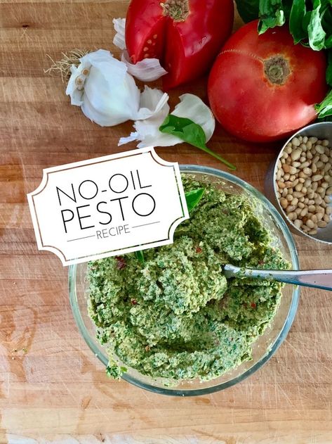 Pesto Recipe with or without Oil - MomsLA Oil Free Pesto, Basil Pesto Recipes, Farmers Market Recipes, Vegan Dip, Vegan Pesto, Vegan Sauces, Lentil Recipes, Pesto Recipe, Tasty Bites