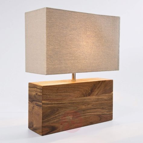 KARE Rectangular Wood - wooden base table lamp | Lights.ie Wooden Lamps Design, Wood Lamp Design, Wooden Table Lamp, Diy Lampe, Wooden Table Lamps, Wooden Light, Rustic Lamps, Table Lamp Wood, Table Lamps For Bedroom