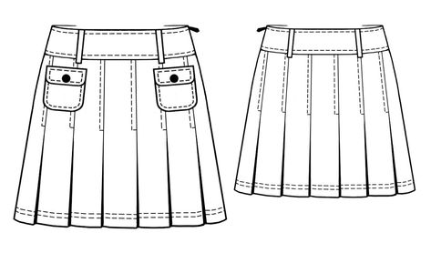 Skirt With Pleats - Sewing Pattern #5456 Made-to-measure sewing pattern from Lekala with free online download. Fashion Design Classes, Flat Drawings, Skirt With Pleats, Fashion Design Template, Fashion Illustration Sketches Dresses, Flat Sketches, Back Neck Designs, Fashion Illustration Sketches, Illustration Fashion Design