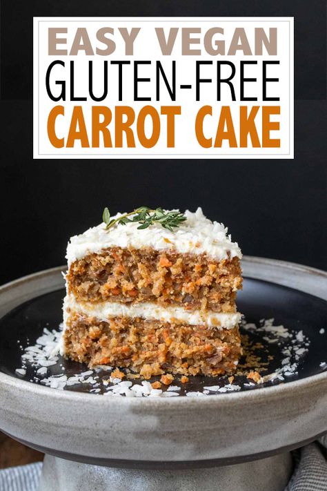 This incredible vegan gluten-free carrot cake recipe will knock your socks off! Uses simple whole food ingredients and 15 minutes of prep. #glutenfreedesserts #healthydesserts #ad Gluten Free Carrot Cake Recipe, Cashew Frosting, Vegan Carrot Cake Recipe, Low Carb Carrot Cake, Refined Sugar Free Desserts, Paleo Carrot Cake, Vegan Cream Cheese Frosting, Vegan Carrot Cake, Vegan Frosting