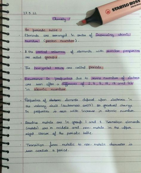 Chemistry: periodic table class 10 Periodic Table Of The Elements Notes, Chemistry Periodic Table Notes, Periodic Table Notes, Neet Aspirant, Chemistry Revision, Chemistry Periodic Table, Science Revision, Atomic Number, Periodic Table Of The Elements