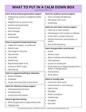 Calm Down Box, Calm Box, Calm Down Kit, Calm Down Corner, Self Regulation, School Counseling, Social Emotional Learning, Therapy Activities, Kids Boxing