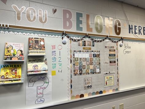 Everyone is Welcome by Teacher Created Resources. My students were constantly writing, "you belong here", on their papers. Teacher Aesthetic, Rainbow Classroom, Teacher Created Resources, Everyone Is Welcome, Teacher Teacher, Retro Rainbow, Classroom Ideas, Middle School, Daisy