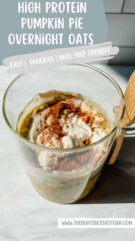 These high protein pumpkin pie overnight oats are a healthy and delicious meal prep friendly breakfast perfect for busy mornings on the go. Protein Breakfast Ideas Meal Prep, Low Calorie Pumpkin Pie, Protein Pumpkin Pie, Breakfast Ideas Meal Prep, Pumpkin Pie Overnight Oats, Low Calorie Pumpkin, High Protein Breakfast Ideas, Protein Breakfast Ideas, Breakfast Overnight